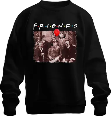 Produktbild von FRIENDS Horror Halloween Slasher Masken Pennywise Jason Freddy Uni Sweatshirt Pullover, Schwarz, L