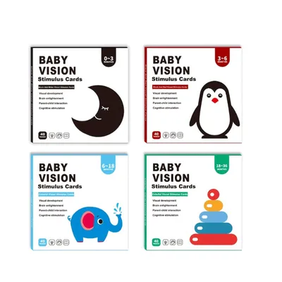 Produktbild von Minicee Baby Kontrastkarten Lernkarten – Visuelle Flashcards 0–36 Monate