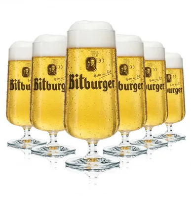 Produktbild von 6x Bitburger Glas 0,25l Pokal Tulpe Bier Pils Gläser Gastro Geeicht Kneipe Bar