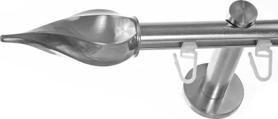 Produktbild von Innenlauf Gardinenstange Edelstahl look, Durchmesser 16mm, Wandträger H70, 1-läufig, Länge 320, Endkappe E14