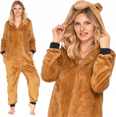 Produktbild von MORAJ TEDDYBÄR-ONESIE Einteiliger Pyjama mit Kapuze, Uni-Kostüm, Größe L