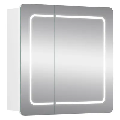 Zdjęcie produktu dla Szafka łazienkowa lustrzana wisząca z lustrem oświetleniem LED biała 60 cm
