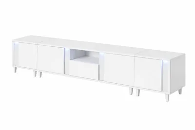Produktbild von Lowboard RTV-Schrank MARCO 254 cm Schrank, LED- Beleuchtung (Weiss / Weiss + Weiss)