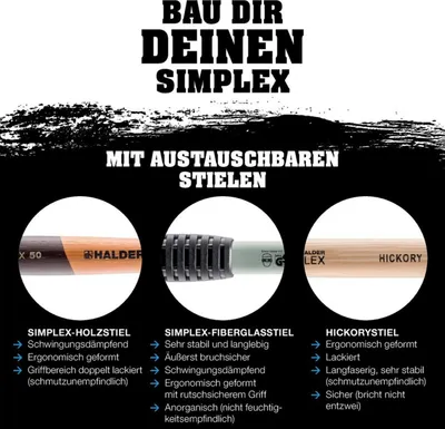Produktbild von Halder Stiel für SIMPLEX-Schon - hammer, d. 50, Holz