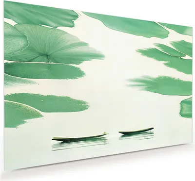 Produktbild von Glasbild 75x50cm in XXL für Wohnzimmer, Schlafzimmer Motiv Boote auf dem See