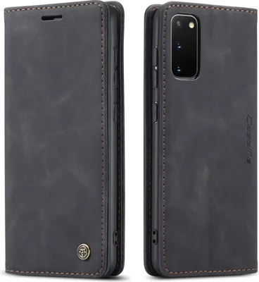 Produktbild von Samsung Galaxy S20 Hülle, LaimTop Retro Kunstledertasche mit Standfunktion Schutzhülle für Samsung Galaxy S20 Schwarz