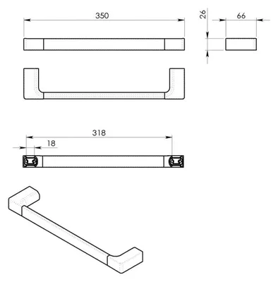 Zdjęcie produktu dla Wieszak na ręczniki Gedy PIRENEI 350 mm, czarny matowy