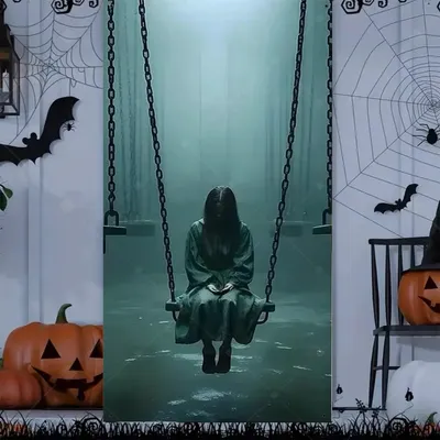 Produktbild von Halloween Türbanner Grusel Skelett Sensenmann Geist Horror Haustür Dekoration Wanddeko Hintergrund - Modell: Variante 3, Größe: 90 x 120 cm