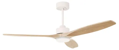 Immagine prodotto di Forlight - Ventilatore a soffitto Stem Evo, diametro 1320 mm, motore DC silenzioso, 30W + 20W LED, LED integrati, temperatura di colore regolabile, 3000K - 4000K - 5000K, dimmerabile, colore bianco, pale in legno chiaro