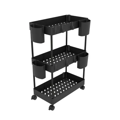 Produktbild von Organizer 3 Ebenen Schwarz auf Rollen Küche Bad Regal Aufbewahrung
