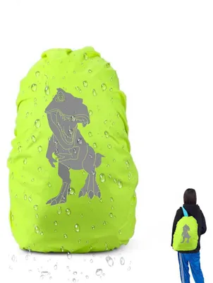 Productafbeelding van Regenbescherming voor schooltas met dinosaurusmotief, groen