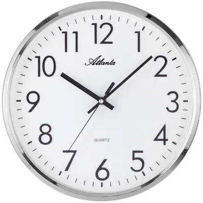 Produktbild von Atlanta 4316 Wanduhr Quarz analog silbern rund leise ohne Ticken