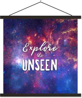Produktbild von MuchoWow® Textilposter Erforsche das Unsichtbare" - Sprichwörter - Zitate - Jungen - Mädchen - Kinder 90x90 cm mit schwarzem Rahmen - Magnetisches