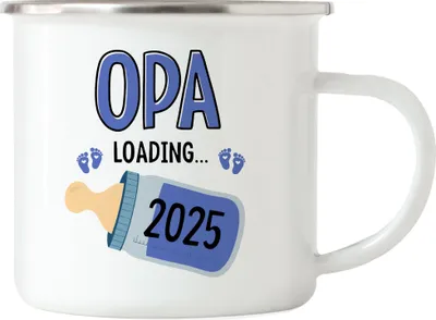 Produktbild von Opa Loading 2025 Emaille Tasse Geschenk Werdende Großväter Babynews mit Ladebalken Schwangerschaft Geschenkidee