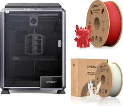 Image de Imprimante 3D Creality K1C, avec 2kg de filaments Creality Hyper PLA--(blanc+rouge)
