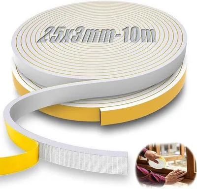 Produktbild von Abdichtungstape, 10 Meter - selbstklebend, 25 x 3 mm - EPDM-Schaumstoff - schallisolierend