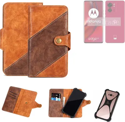 Produktbild von K-S-Trade Handyhülle Schutzhülle Bookstyle Case Wallet-Case kompatibel mit Motorola Edge 40 Cover Klapphülle Kantenschutz Smartphone dunkelbraun