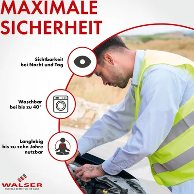 Produktbild von WALSER Warnwesten Auto, Reflektorweste Erwachsene nach Norm EN ISO 20471:2012+A1:2016, Sicherheitsweste Auto, Warnweste Auto, Warnweste Damen / Herren, Warnweste Erwachsene Warnweste gelb XXL