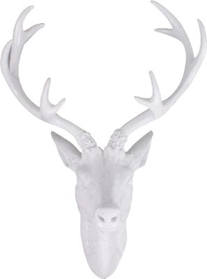 Hirschgeweih 10 Ender in Weiß Hirschkopf Wand Deko Jagd Geweih 20 x 30 cm