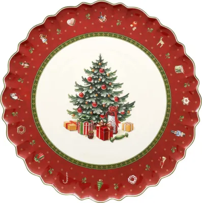 Obrázek produktu pro Villeroy & Boch 1485852200, Dezertní talíř, Kulatý, Porcelán, Červená, Bílá, 33 cm, 1,02 kg