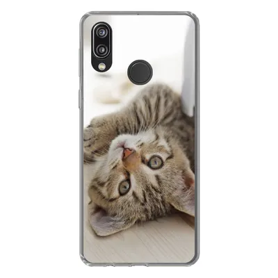Produktbild von MuchoWow® Handyhülle Schutzhülle Hülle für Huawei P20 Lite (2020) Kätzchen - Sonne - Braun - Mädchen - Kinder - Jungen - Kind Silikon Softcase Handy Hülle - Kartenhalter