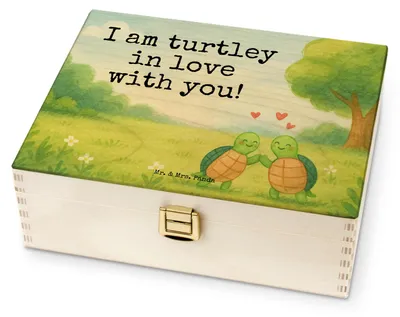 Produktbild von Mr. & Mrs. Panda Teebeutel Aufbewahrung Schildkröten Paar Design - Weiß - Geschenk, Mitbringsel, Box, für Freundin, Tee, Teeaufbewahrung, Teedose, Hocheitstag, Teebox