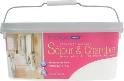 Image de Peinture Murale Indigo Vert D'eau 2.5l Monocouche, Séjours Et Chambres, Vert D'eau Apaisant - Indigo
