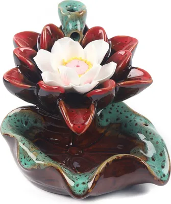Produktbild von Lotus Keramik Rückfluss Rauch  Räuchergefäß Wasserfall  Dekor     Für Zuhause Büro