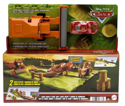 Productafbeelding van Disney Pixar Cars, HRX48, Set van voertuig en racebaan, geschikt voor kinderen vanaf 4 jaar, materiaal: kunststof, metaal, meerkleurig