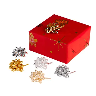 Produktbild von PRÄSENT Geschenk-Schleifen matt/glänzend silber/gold 5,0 mm x 0,95 m