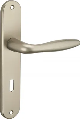 Image de Ensemble de poignées pour porte de chambre Thalia trou de clé, carré 7mm, entr'axes 195mm, nickelé satiné - THIRARD