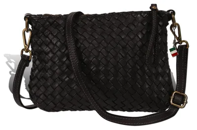 Image de Sac bandoulière Florence Damen, en cuir tressé, couleur noire, modèle D2OTF859S1