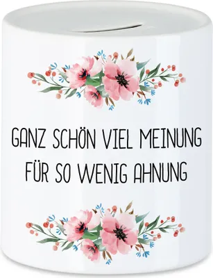 Produktbild von Tasse mit Spruch Kaffee ist systemrelevant lustig sarkastisch humorvoll Spardose mit Blumen Motiv Geschenk