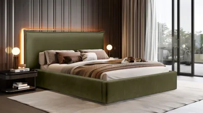 Produktbild von Polsterbett Doppelbett Bett AMADA 140x200cm in Stoff Ditra Grün