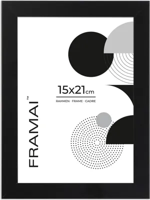 Produktbild von Framai® Bilderrahmen 15x21cm Schwarz MDF Umweltfreundlichem Rahmen mit Bruchsicheren Plexi, Aufhänger und Aufsteller