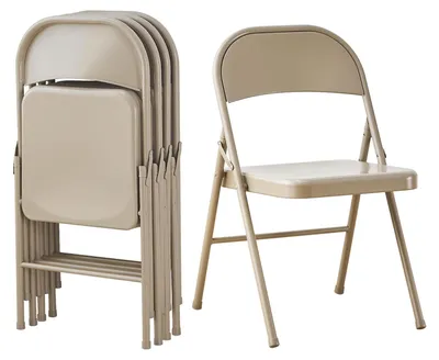Metallklappstuhl-Set (4er) aus Stahl, beige, faltbar