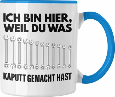 Produktbild von Trendation - Handwerker KFZ Mechaniker Geschenk Lustig Tasse Automechaniker Werkstatt Tasse Hausmeister (Blau)