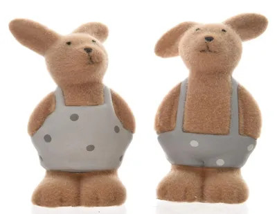 Produktbild von Dekofigur Osterhase Keramik Flock H14. cm 2er-Set