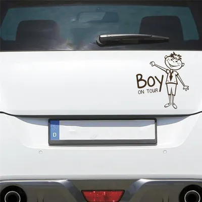 Produktbild von Auto Aufkleber Junge an Bord on Tour Baby Board 15x16 cm Braun Sticker Heckscheibenaufkleber