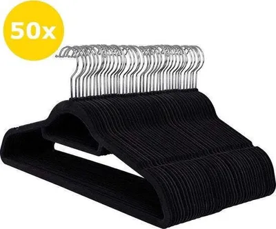 Produktbild von Acaza ACAZA Kleiderbügel - 50 Stück - Kleiderbügel - Antirutsch-Kleiderbügel - Kleiderbügel Schwarz - Samt / Velvet - Hosenbügel - Kleiderbügel Hose - Platzsparende Kleiderbügel