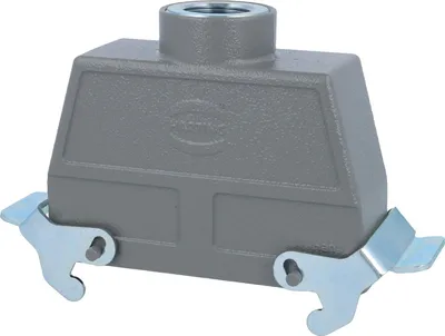 Produktbild von HARTING Han 24B Tüllengehäuse hoch, 1xM25 gerader Kabelabgang, mit 2 Querbügeln Verschraubung M25 Klemmbereich 9,0mm -