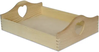 Produktbild von Creative Deco Serviertablett Tablett mit Herz-Griffen | 40 x 30 x 10,5 cm | Holztablett Holz Unbehandelt | Perfekt zum Servieren, Dekorieren, Küche und Frühstück
