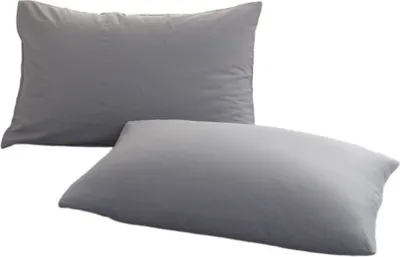 Obrázek produktu pro Povlaky na polštáře, sada 2 kusů, standardní velikost 48x74 cm, měkké a prodyšné bavlněné povlaky na polštáře, šetrné k pokožce (tmavě šedé)