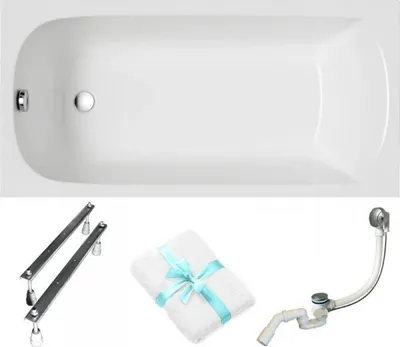 Zdjęcie produktu dla Polimat Wanna Akrylowa 130x70 Classic SLIM z Chromowanym Syfonem 4w1 - Stylowa i Trwała, Idealna do zabudowy, Antybakteryjna Powłoka