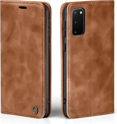 Produktbild von Handy Hülle für Samsung Galaxy S20 Klapphülle Bookcase Flip Cover Handy Tasche Etui Farbe: Hellbraun