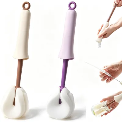 Flaschenbürstenschwamm 2er-Set, 31 cm, mit Auswringmechanismus