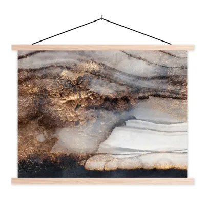 Produktbild von MuchoWow® Textilposter Sturm - Gold - Abstrakt 40x30 cm mit holzfarbenen Rahmen - Bilder
