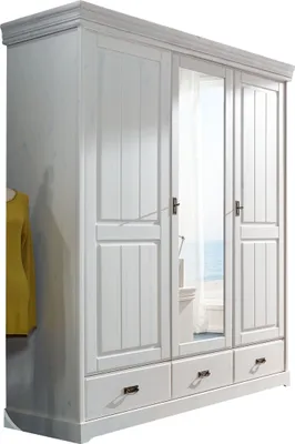 Produktbild von Kleiderschrank >SZ-0132< in weiß - 192x217x62 (BxHxT)