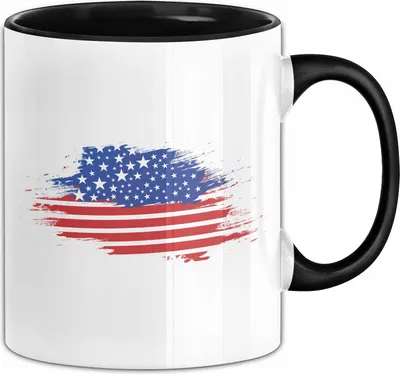 Produktbild von USA Flagge Tasse Geschenk Amerika Geschenkidee Auslandjahr Kaffee-Tasse Kaffee-Becher (Schwarz)