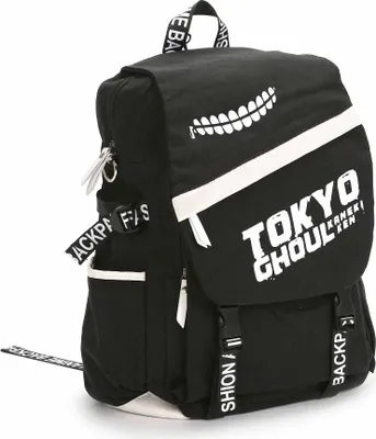 Obrázek produktu pro Velký batoh Ken Kaneki | Černý plátěný batoh pro fanoušky Tokyo Ghoul